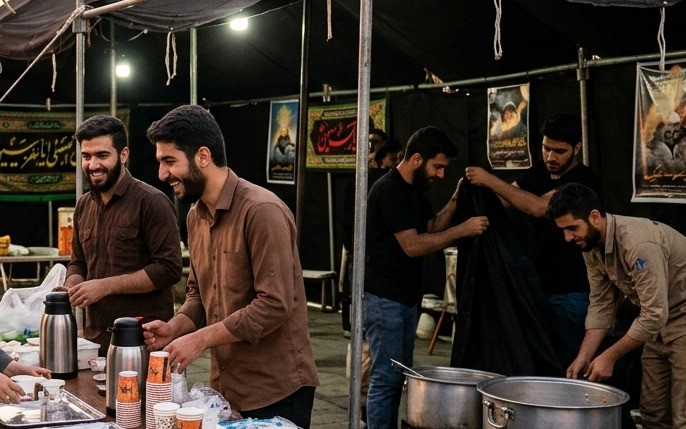همکاری داوطلبانه در راهاندازی و خدمترسانی موکب دهه سوم محرم
