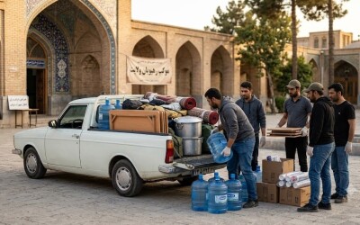 همکاری در آمادهسازی و جابهجایی تجهیزات موکب اربعین