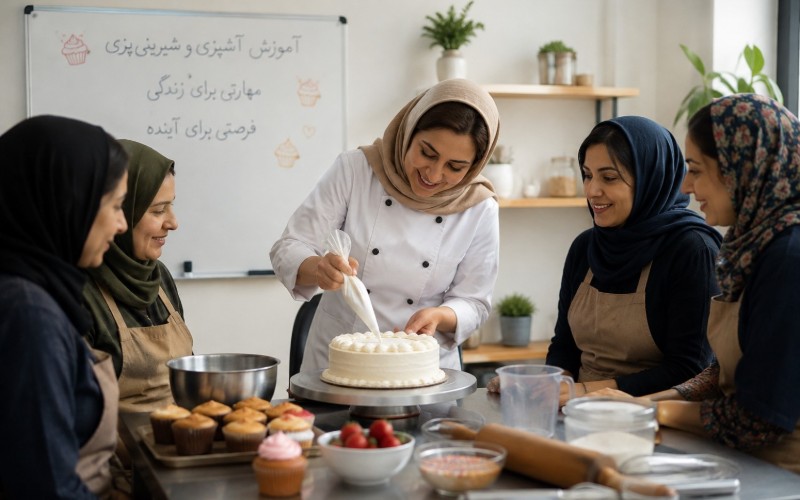 مربی آشپزی و شیرینیپزی برای آموزش رایگان به نیازمندان