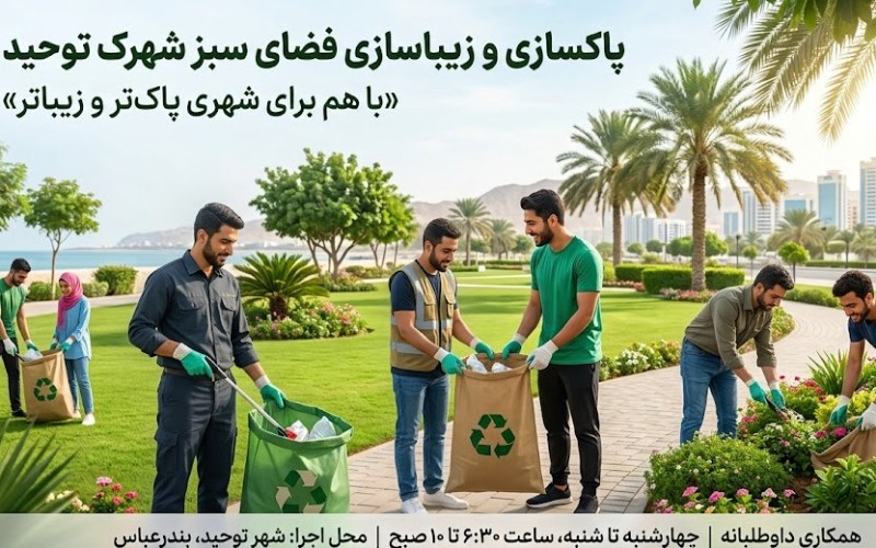 پاکسازی و نظافت فضای سبز شهرک توحید