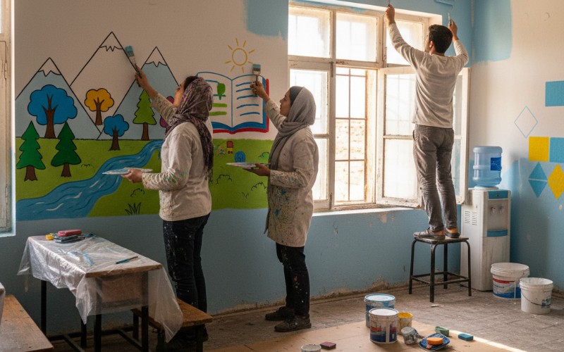 کمک به زیباسازی مدارس روستای دوپلان